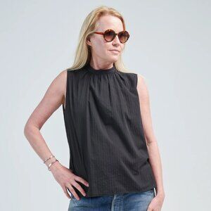 Chimala Band Collar Sleeveless Top, Black, Medium